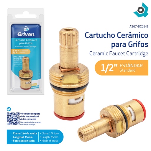 [8394] CARTUCHO CERAMICO 45MM LATON GRIVEN