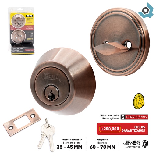 [8442] CERROJO CILINDRO MARIPOSA 45MM BRONCE COVO