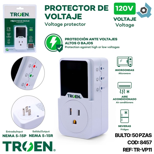 [8457] PROTECTOR DE VOLTAJE 120V DIGITAL TROEN