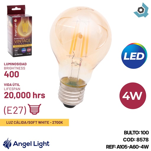 [8578] BOMBILLO LED 4W VINTAGE ANGEL LIGHT