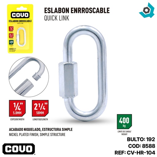 [8588] BANDOLA CON SEGURO ENROSCABLE 2 1/4" COVO