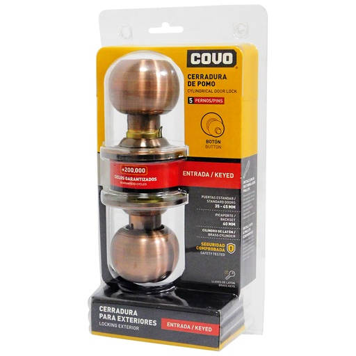 [8612] CERRADURA DE POMO PARA DORMITORIO BRONCE COVO