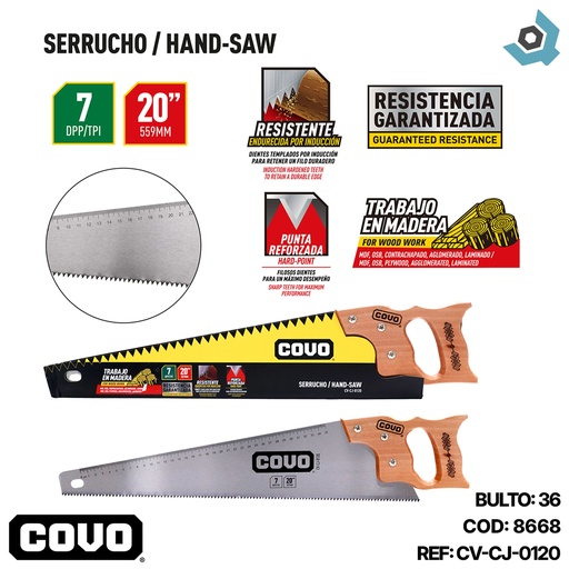 [8668] SERRUCHO MANGO DE MADERA 20" COVO