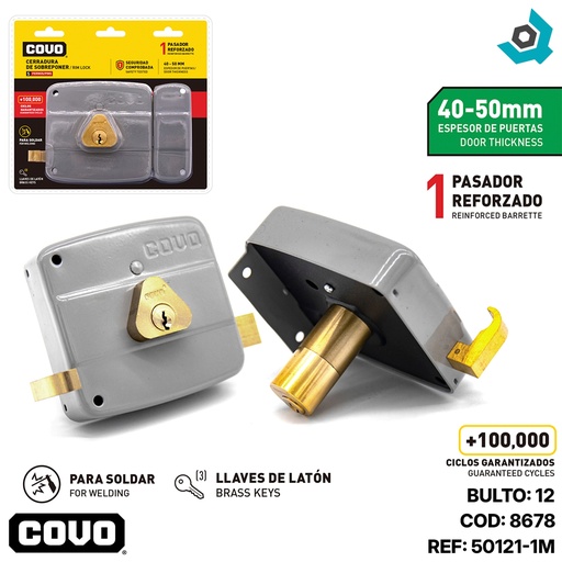 [8678] CERRADURA SUPERFICIAL 40-50MM 1 PASADOR  COVO