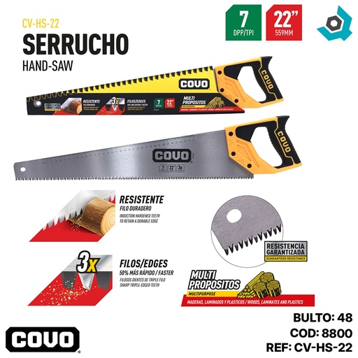 [8800] SERRUCHO 22" MANGO DE PVC COVO