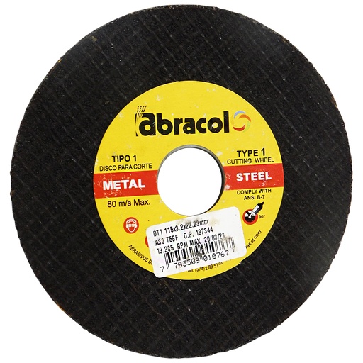 [8849] DISCO PARA CORTE 4 1/2" DE METAL ABRACOL
