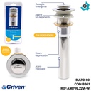 DESAGUE PARA LAVAMANOS 1 1/4" X 20CM PUSH PEQUENO GRIVEN