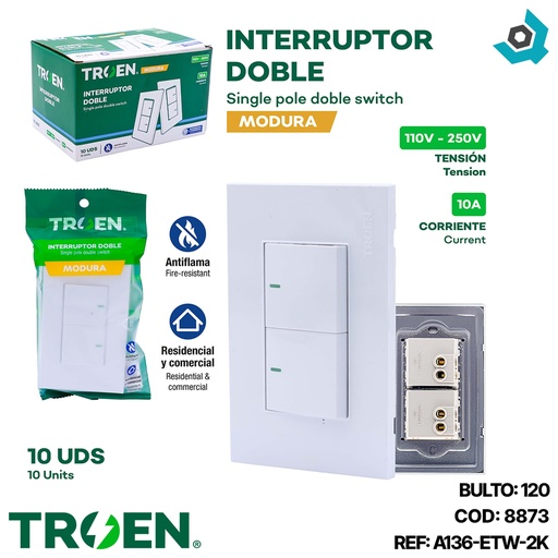 [8873] APAGADOR DOBLE BLANCO TROEN