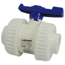 VALVULA 1/2" DE PVC SIN ROSCA UNION DOBLE GRIVEN