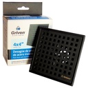 DESAGUE DE PISO 4"X4" CUADRADO CON REJILLA NEGRO GRIVEN