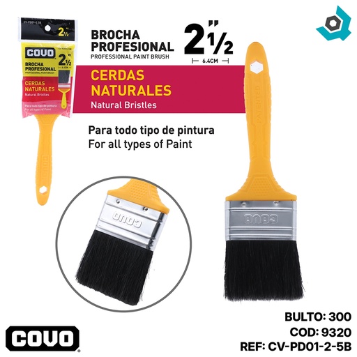[9320] BROCHA 2.5" CERDAS NATURALES NEGRAS COVO