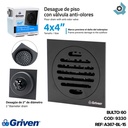 DESAGUE DE PISO 4" X 4" ANTIOLOR NEGRO GRIVEN