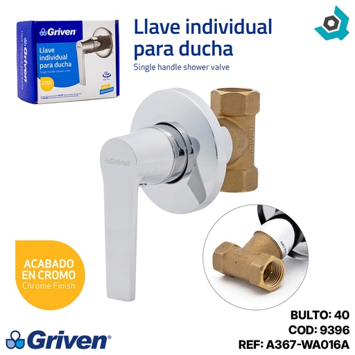 [9396] LLAVE PARA DUCHA 1/2" INDIVIDUAL GRIVEN