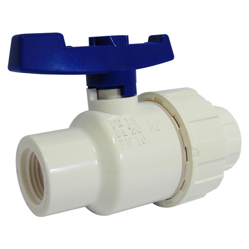 [9515] VALVULA 1/2" DE PVC CON ROSCA UNION SIMPLE GRIVEN