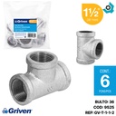 TEE SENCILLA 1 1/2" DE ACERO GALVANIZADO HR GRIVEN
