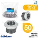 REDUCCION BUSHING 1" X 1/2" DE ACERO GALVANIZADO GRIVEN (50 UNIDADES)