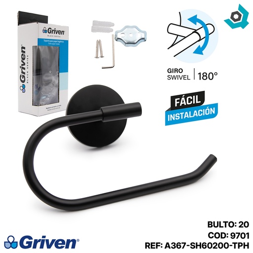 [9701] SOPORTE DE PAPEL HIGIENICO GRIVEN BLACK
