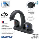 GRIFERIA PARA LAVAMANOS 4" CUELLO CURVO GRIVEN BLACK