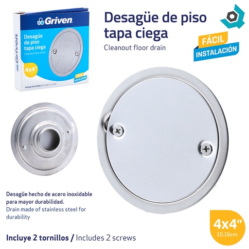 [9716] DESAGUE DE PISO 4" TAPA CIEGA GRIVEN