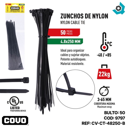 [9797] TIRRAJE NYLON NEGRO 4.8-250MM COVO