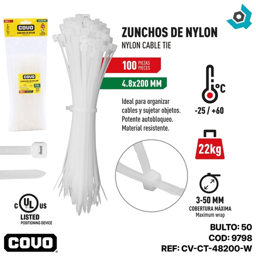 [9798] TIRRAJE NYLON BLANCO 4.8-200MM COVO