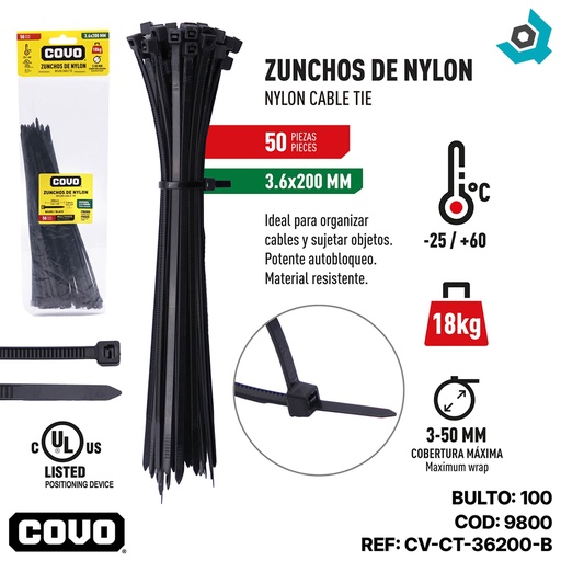[9800] TIRRAJE NYLON NEGRO 3.6-200MM COVO