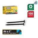 TORNILLO DRYWALL #6 X 2" ROSCA FINA 100PZA COVO