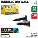 TORNILLO DRYWALL #6 X 3/4" ROSCA FINA 100PZA COVO