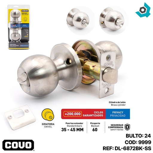 [9999] CERRADURAS DE POMO PARA BANO CROMADA COVO