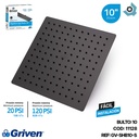 REGADERA PARA DUCHA TIPO LLUVIA CUADRADA 10" GRIVEN BLACK