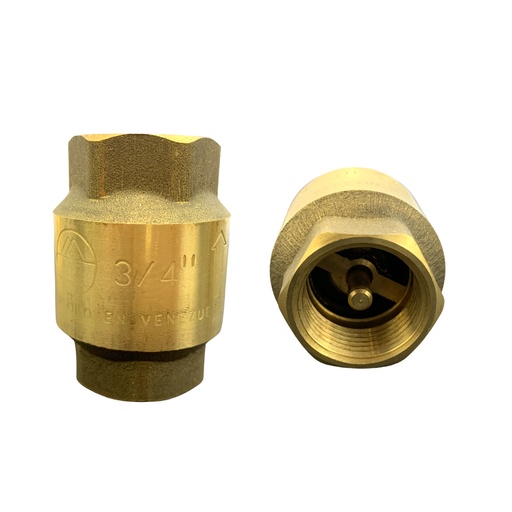 [11048] VALVULA CHEQUE 3/4" VERTICAL BRONCE CON RESORTE METALES ALEADOS