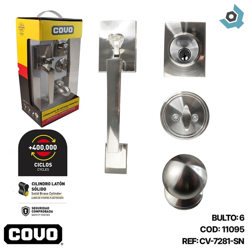 [11095] MANILLON DE ENTRADA PRINCIPAL NIQUEL SATINADO COVO