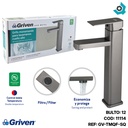 GRIFERIA MONOMANDO PARA LAVAMANOS CUELLO ALTO GRIS METALICO GRIVEN GUN METAL