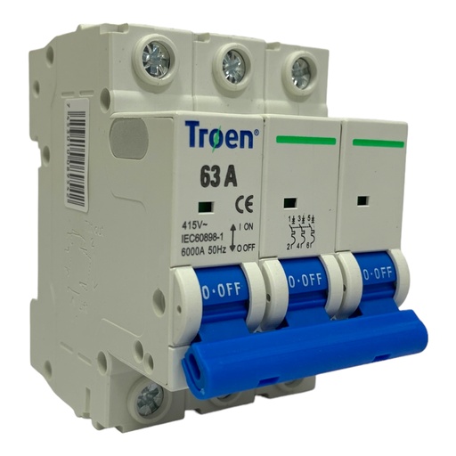 [11160] BREAKER TERMOMAGNETICO 63A 3P TIPO EUROPEO TROEN