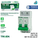 BREAKER TERMOMAGNETICO 32A 2P TIPO EUROPEO TROEN