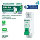 BREAKER TERMOMAGNETICO 32A 1P TIPO EUROPEO TROEN