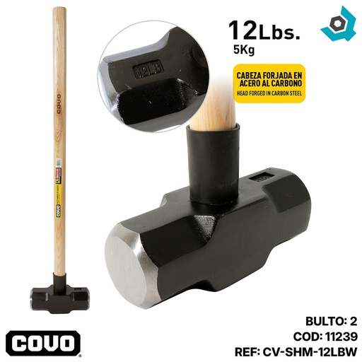 [11239] MAZO MANGO DE MADERA 12 LBS COVO