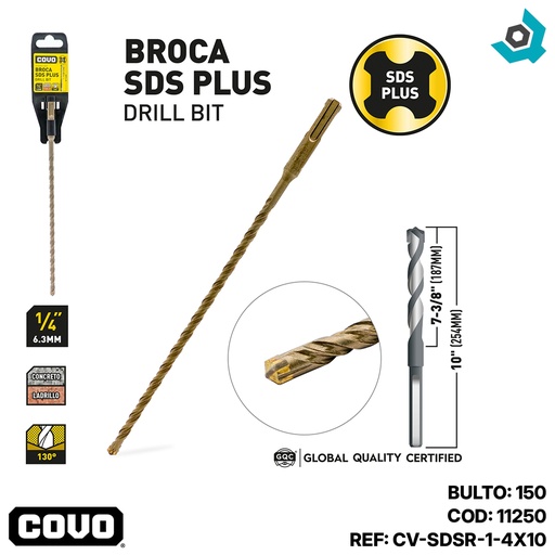 [11250] MECHA  SDS PLUS 1/4" X 10" COVO