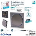 DESAGUE DE PISO 4" X 4" PUSH GRIS METALICO ACERO INOXIDABLE GRIVEN GUN METAL