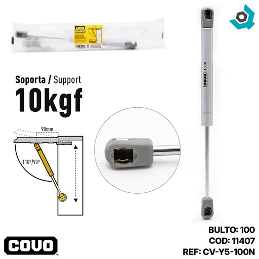 [11407] PISTON DE GAS PARA PUERTAS 10 KG COVO
