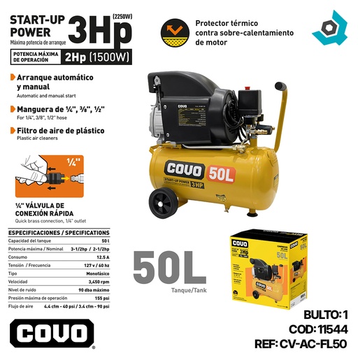[11544] COMPRESOR DE AIRE 50L COVO