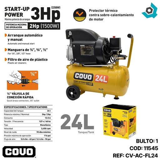 [11545] COMPRESOR DE AIRE 24L COVO