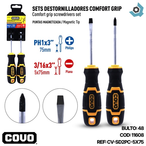 [11608] SETS DE DESTORNILLADORES CONFORT GRIP COVO