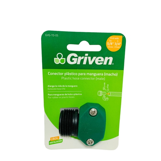 [11626] CONECTOR MACHO PARA MANGUERAS 5/8" A 3/4" GRIVEN