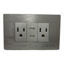 TOMACORRIENTE DOBLE CON 2 TIPO C PLATEADO TROEN