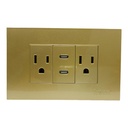 TOMACORRIENTE DOBLE CON 2 TIPO C DORADO TROEN