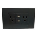 TOMACORRIENTE DOBLE CON 2 TIPO C NEGRO TROEN