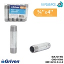 NIPLE 3/4" X 4" DE LARGO DE ACERO GALVANIZADO GRIVEN
