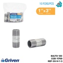 NIPLE 1" X 3" DE LARGO DE ACERO GALVANIZADO GRIVEN