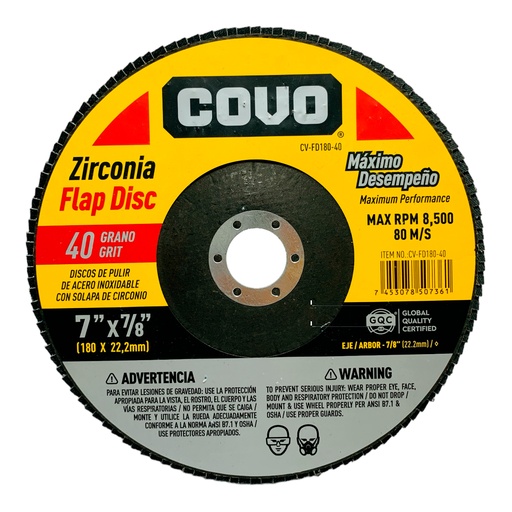 [12130] DISCO ABRASIVO 7" GRANO 40 PARA PULIR COVO